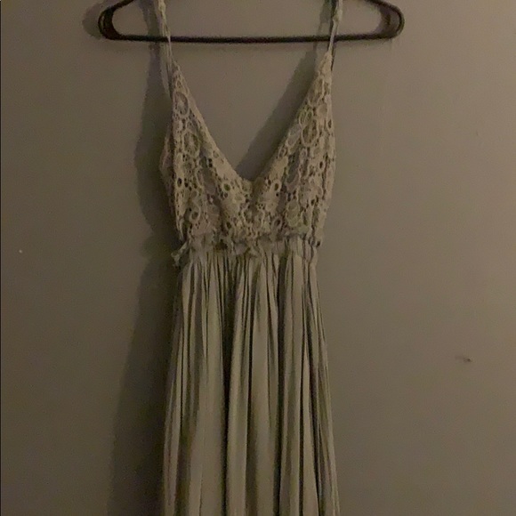 sage green boho maxi dress